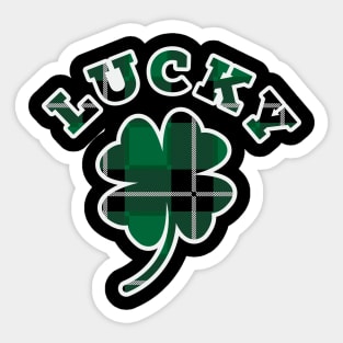 Lucky Four Leaf Clover Flannel Print Pattern Sticker